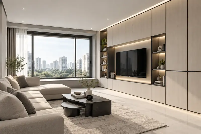 Inspirasi kabinet TV built in minimalis