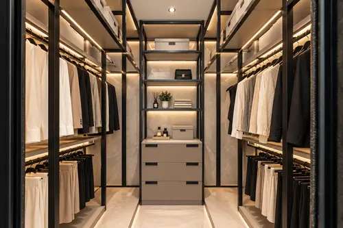 Built in closet dengan gantungan dan laci
