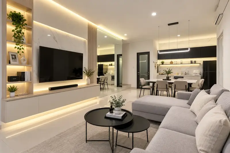 Inspirasi ruang keluarga dan dapur terbuka