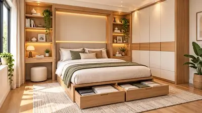 Furniture penyimpanan untuk menjaga kamar tidur minimalis tetap rapi