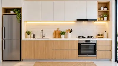 kitchen set minimalis satu baris untuk dapur kecil memanjang