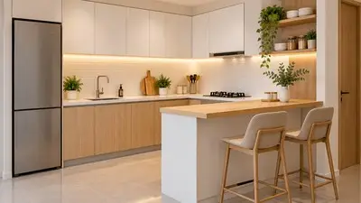 ide kitchen set minimalis dapur kecil dengan meja bar multifungsi