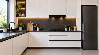 kitchen set minimalis monokrom untuk dapur kecil modern