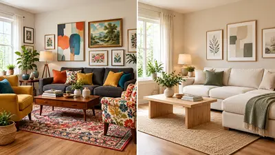 Perpaduan warna dan motif furniture yang kurang harmonis di rumah minimalis