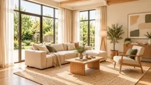 Pencahayaan alami dan proporsi furniture yang seimbang pada rumah minimalis