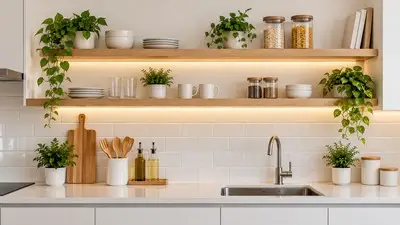 kitchen set minimalis dengan rak terbuka untuk dapur kecil